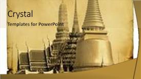  Presentation with postcard - Colorful slides enhanced with vintage postcard with wat phra kaeo in bangkok backdrop and a yellow colored foreground