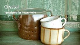  Presentation with pottery - PPT theme with vintage pottery pots background and a seafoam green colored foreground