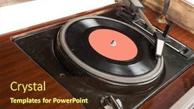  Presentation with gramophone - Slide deck having vintage-radio-gramophone-on-white background and a tawny brown colored foreground