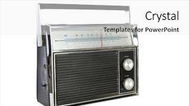  Presentation with vintage radio - Slide deck with retro wave grid - vintage radio isolated on white background and a white colored foreground