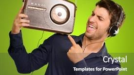  Presentation with vintage radio - Colorful PPT theme enhanced with vintage radio on green background backdrop and a wine colored foreground