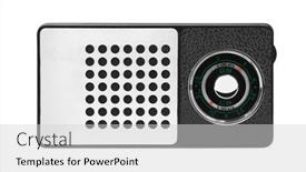  Presentation with vintage radio - Presentation featuring vintage-radio-reciever-isolated background and a light gray colored foreground