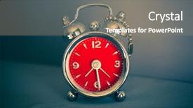  Presentation with vintage clock - Cool new theme with vintage red alarm clock backdrop and a gray colored foreground
