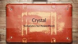  Presentation with suitcase - Theme featuring vintage red suitcase on wooden background and a coral colored foreground
