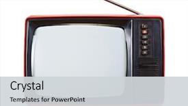  Presentation with television - Cool new slides with vintage red television set isolated backdrop and a light gray colored foreground