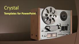  Presentation with tape recorder - Colorful theme enhanced with hi fi - vintage reel-to-reel stereo tape deck backdrop and a tawny brown colored foreground