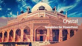  Presentation with vintage retro - Presentation theme having attraction landmark - humayun's tomb background and a coral colored foreground