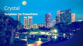  Presentation with kuala lumpur malaysia skyline - PPT theme with vintage retro hipster style travel image of skyline of central business district of kuala lumpur in night malaysia background and a teal colored foreground