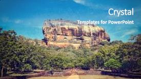  Presentation with sigiriya - PPT layouts consisting of vintage retro hipster style travel image of famous ancient sigiriya rock with grunge texture overlaid sri lanka background and a teal colored foreground