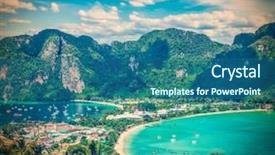  Presentation with resorts - Cool new PPT theme with tropical island with resorts - phi backdrop and a ocean colored foreground