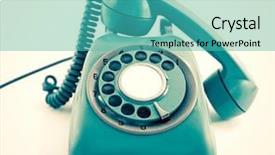  Presentation with blue and yellow phone - PPT layouts consisting of vintage retro phone in cyan background and a teal colored foreground