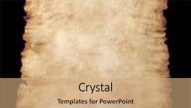  Presentation with parchment - Colorful presentation theme enhanced with vintage roll of parchment background isolated on black backdrop and a coral colored foreground