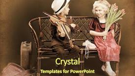  Presentation with cute - PPT theme having vintage romance - cute little boy is playing background and a tawny brown colored foreground