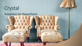  Presentation with classical - PPT theme with vintage room with desk lamp background and a lemonade colored foreground