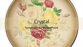  Presentation with clipping - Colorful PPT theme enhanced with vintage roses - decorative rose plate isolated backdrop and a  colored foreground