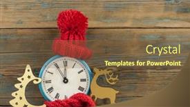  Presentation with space time - Beautiful slide deck featuring vintage-round-alarm-clock backdrop and a tawny brown colored foreground