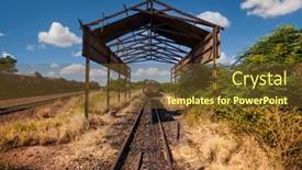  Presentation with train - Slide deck having vintage-run-down-decommissioned-train background and a tawny brown colored foreground