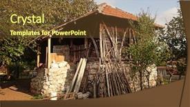  Presentation with rural - Presentation theme having vintage rural building in old background and a tawny brown colored foreground