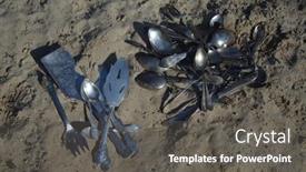  Presentation with metal detector - PPT theme with vintage-russian-table-silver-found background and a gray colored foreground