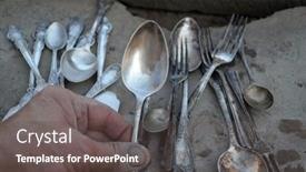  Presentation with metal detector - Colorful slide set enhanced with vintage-russian-table-silver-found backdrop and a dark gray colored foreground