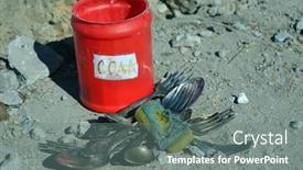  Presentation with metal detector - Slide deck having vintage-russian-table-silver-found background and a gray colored foreground
