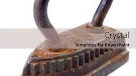  Presentation with iron - PPT layouts featuring vintage-rust-flat-iron-isolated background and a mint green colored foreground