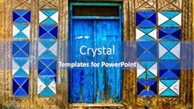  Presentation with vintage retro - PPT theme with vintage-rustic-door-with-geometrical background and a teal colored foreground