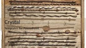  Presentation with barn wood - Slide deck having vintage rusty barbed wire collection background and a coral colored foreground