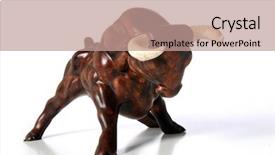  Presentation with market - Cool new PPT theme with vintage sculpture of a bull backdrop and a coral colored foreground