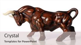  Presentation with market - Slides enhanced with vintage sculpture of bull background and a soft green colored foreground
