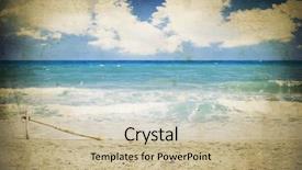  Presentation with vintage art - PPT theme featuring vintage seascape background and a mint green colored foreground