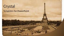  Presentation with eiffel tower - Theme enhanced with vintage sepia toned postcard background and a lemonade colored foreground