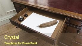  Presentation with parchment paper - Slide deck consisting of vintage set with quill background and a tawny brown colored foreground