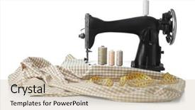  Presentation with threads fabric - Presentation featuring vintage sewing machine fabric background and a  colored foreground