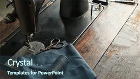  Presentation with sewing machine - Presentation theme featuring vintage sewing machine with fabric background and a  colored foreground