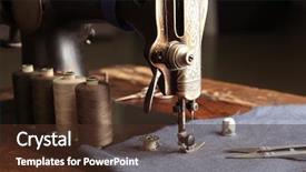  Presentation with threads fabric - Audience pleasing slide deck consisting of vintage sewing machine with fabric backdrop and a tawny brown colored foreground