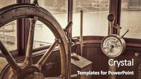  Presentation with ship engine - Slide set consisting of vintage ship bridge retro sepia background and a tawny brown colored foreground