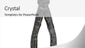  Presentation with joint - Colorful slide set enhanced with vintage side cutters joint pliers snips over white clipping path backdrop and a white colored foreground