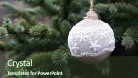 Presentation with vintage christmas - Audience pleasing PPT theme consisting of vintage silver christmas decoration hanging on pine tree backdrop and a tawny brown colored foreground