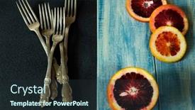  Presentation with cutting board - Presentation enhanced with nutraceutical - vintage silver forks and sliced background and a tawny brown colored foreground