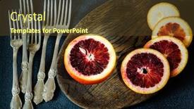  Presentation with cutting board - PPT theme consisting of nutraceutical - vintage silver forks and sliced background and a tawny brown colored foreground