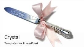  Presentation with pink satin - Presentation featuring vintage silver wedding cake knife background and a white colored foreground