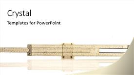  Presentation with reflection - Cool new slides with vintage slide rule isolated backdrop and a white colored foreground