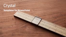  Presentation with desk - Amazing slide set having computer ropot - vintage slide rule backdrop and a coral colored foreground