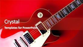  Presentation with electric guitar - PPT layouts consisting of vintage solid body electric guitar background and a crimson colored foreground