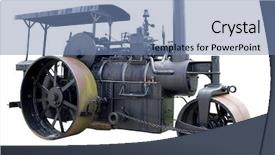  Presentation with steam - Presentation theme enhanced with vintage steam roller isolated background and a seafoam green colored foreground