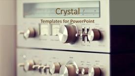  Presentation with shiny - Audience pleasing PPT layouts consisting of vintage stereo amplifier and tuner backdrop and a soft green colored foreground