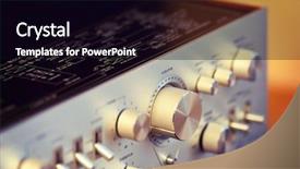  Presentation with shiny - PPT theme consisting of vintage stereo amplifier shiny metal background and a black colored foreground
