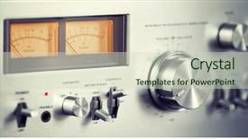  Presentation with audio - Presentation design with vintage stereo audio amplifier front background and a soft green colored foreground