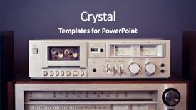  Presentation with tape recorder - Colorful slides enhanced with vintage stereo cassette tape deck backdrop and a violet colored foreground